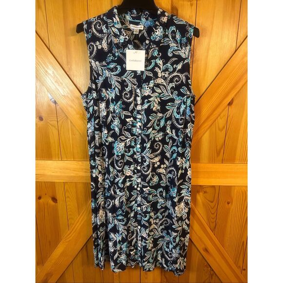 croft & barrow Dresses & Skirts - Croft & Barrow Floral Sleeveless Midi Dress Button Up NWT Size Large (5670)